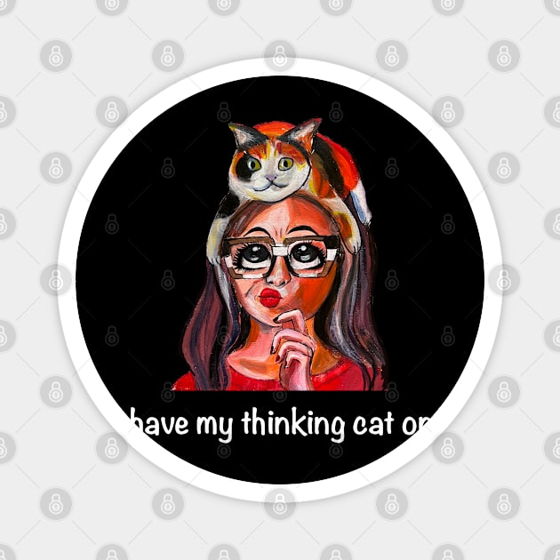 Cat on Head Magnet by Shadesandcolor